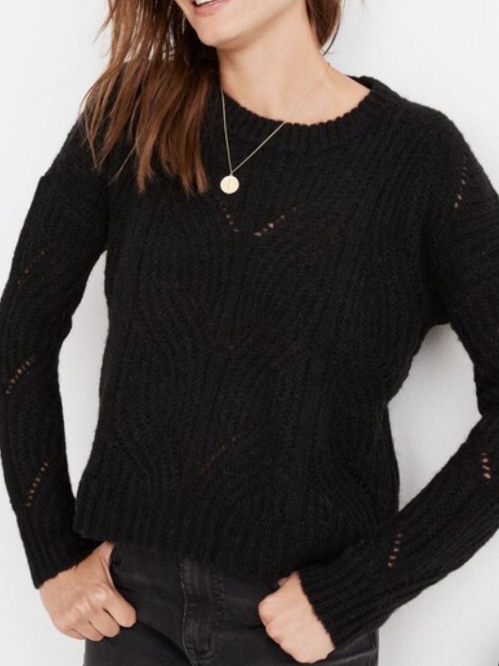 NWT Madewell Charley Pullover Sweater Black Large